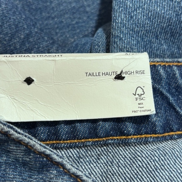 DYNAMITE Sz 27 Justina Jeans Mid-Wash Straight Leg high Waisted NEW WITH TAGS - Picture 16 of 16